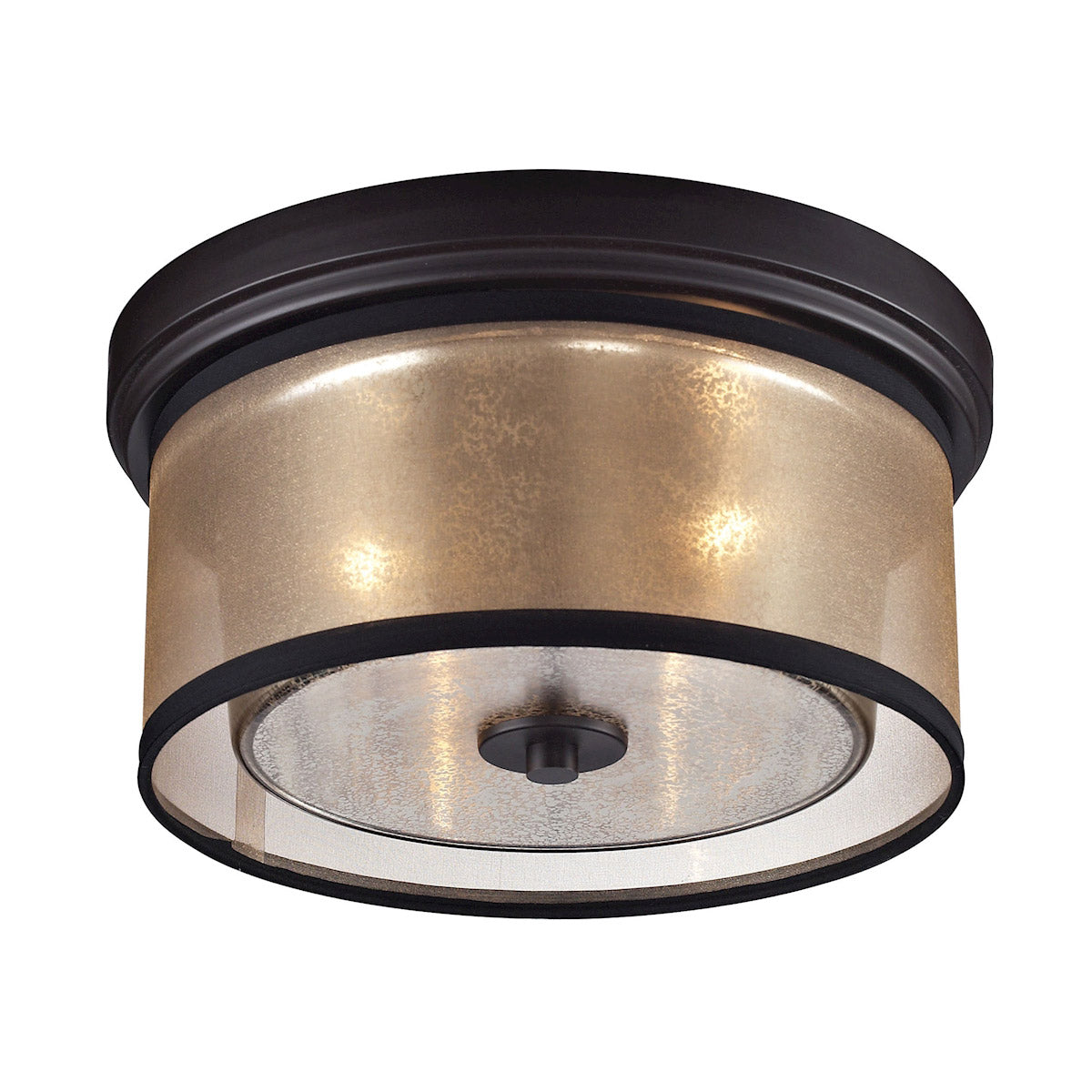 Diffusion 2-Light Flush Mount in Oiled Bronze with Organza and Mercury Glass ELK Lighting | Ceiling Lamps | Modishstore