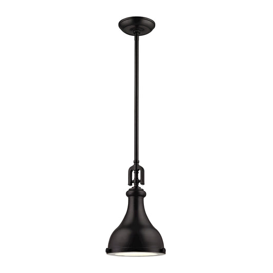 Rutherford 1-Light Mini Pendant in Oil Rubbed Bronze with Metal Shade ELK Lighting | Pendant Lamps | Modishstore