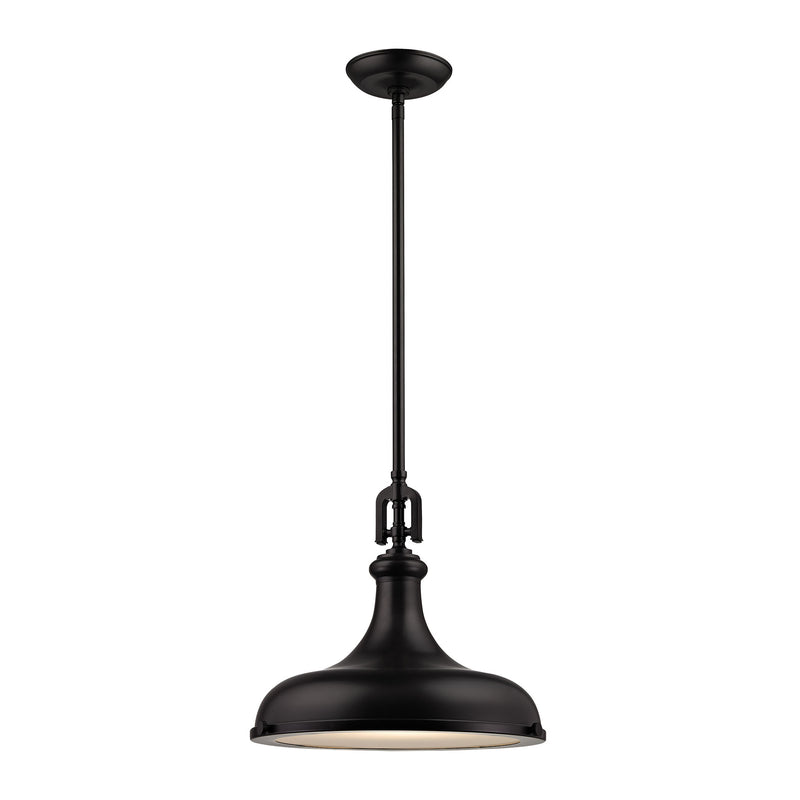 Rutherford 1-Light Pendant in Oil Rubbed Bronze with Metal Shade ELK Lighting 57061/1 | Pendant Lamps | Modishstore