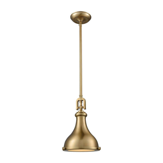 Rutherford 1-Light Mini Pendant in Satin Brass with Metal Shade - Includes Recessed Adapter Kit | Pendant Lamps | Modishstore