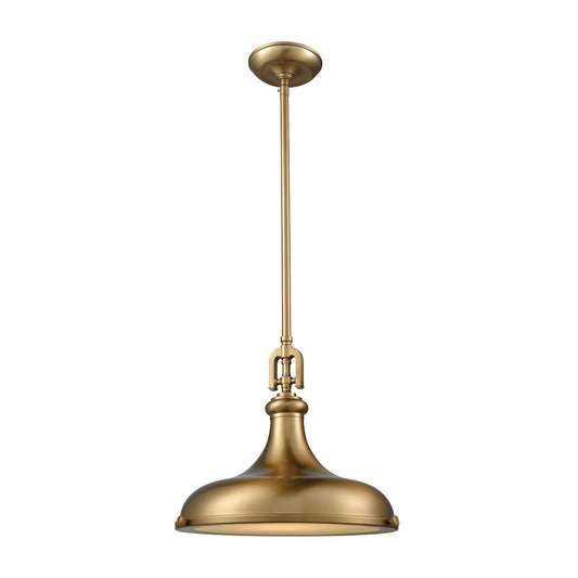 ELK Rutherford 1-Light Pendant in Satin Brass with Metal Shade ELK Lighting 57071/1 | Pendant Lamps | Modishstore