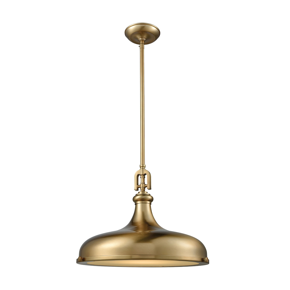 ELK Rutherford 1-Light Pendant in Satin Brass with Metal Shade ELK Lighting 57072/1 | Pendant Lamps | Modishstore