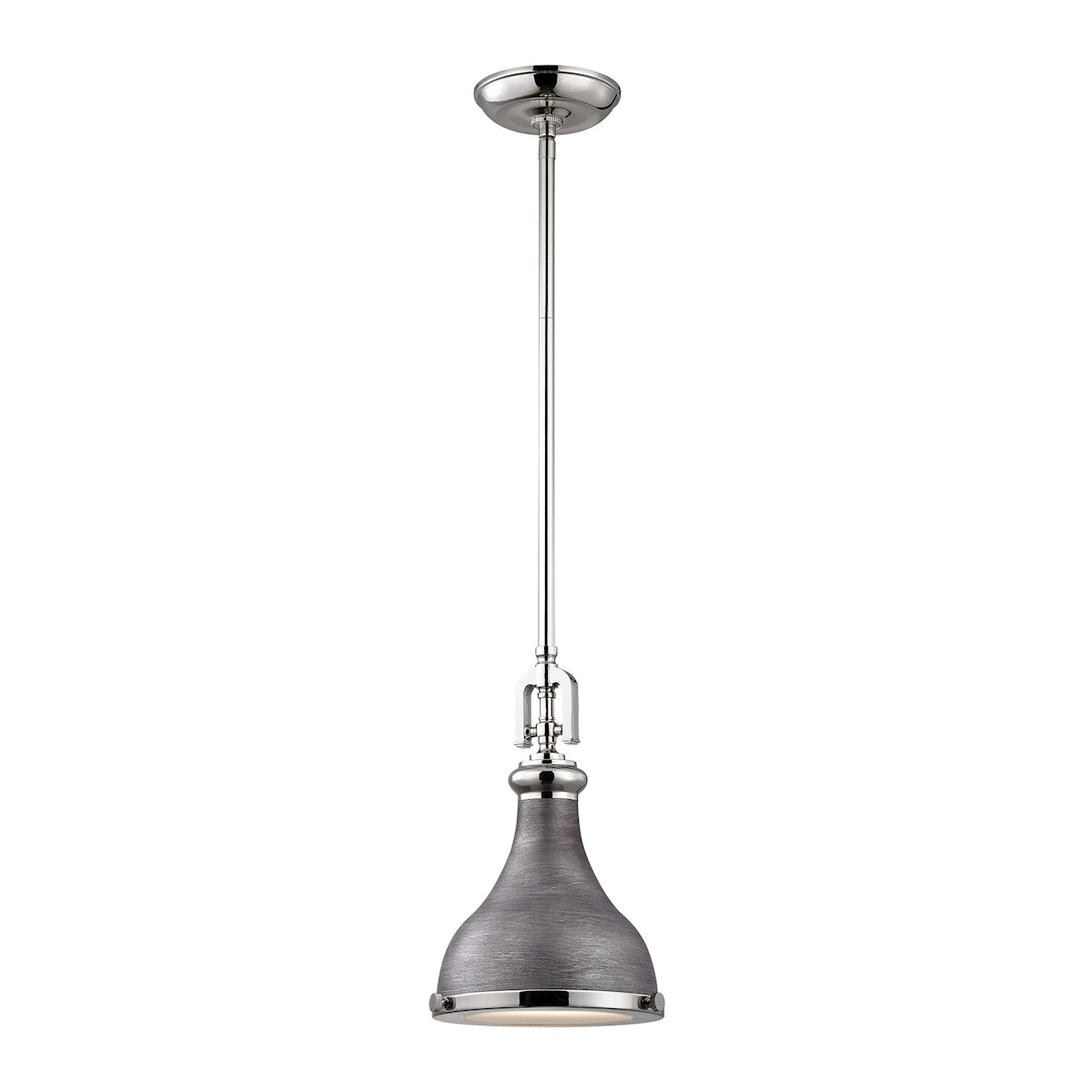 Rutherford 1-Light Mini Pendant in Polished Nickel and Weathered Zinc with Metal Shade ELK Lighting | Pendant Lamps | Modishstore