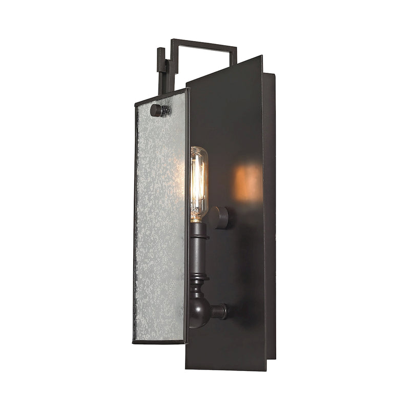 Lindhurst 1-Light Swingarm Wall Lamp in Oil Rubbed Bronze with Glass Panel ELK Lighting | Wall Lamps | Modishstore