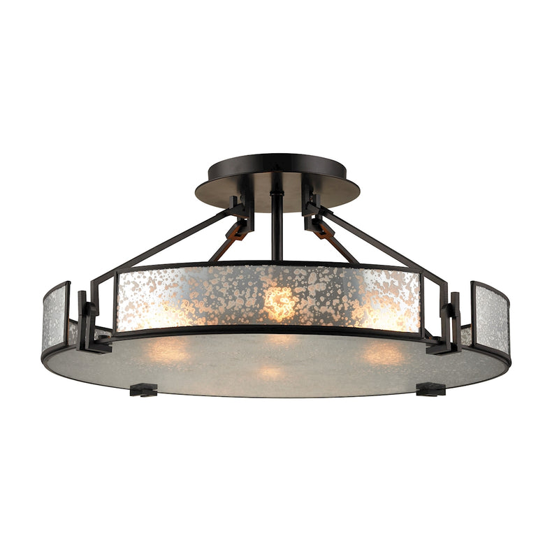 Lindhurst 4-Light Semi Flush in Oil Rubbed Bronze with Glass Panels ELK Lighting | Ceiling Lamps | Modishstore