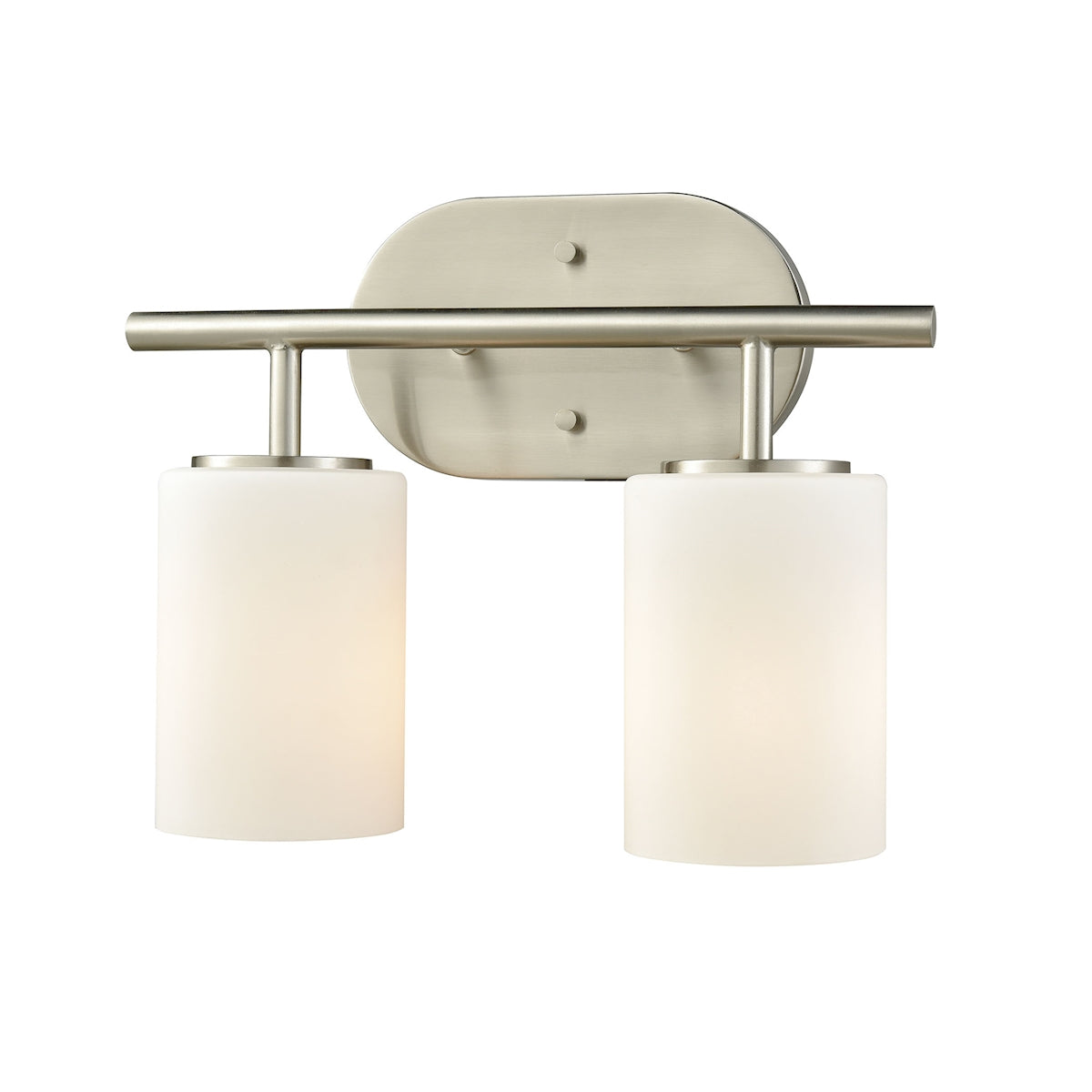 Pemlico 2-Light Vanity Lamp in Satin Nickel with White Glass ELK Lighting | Vanity Light | Modishstore