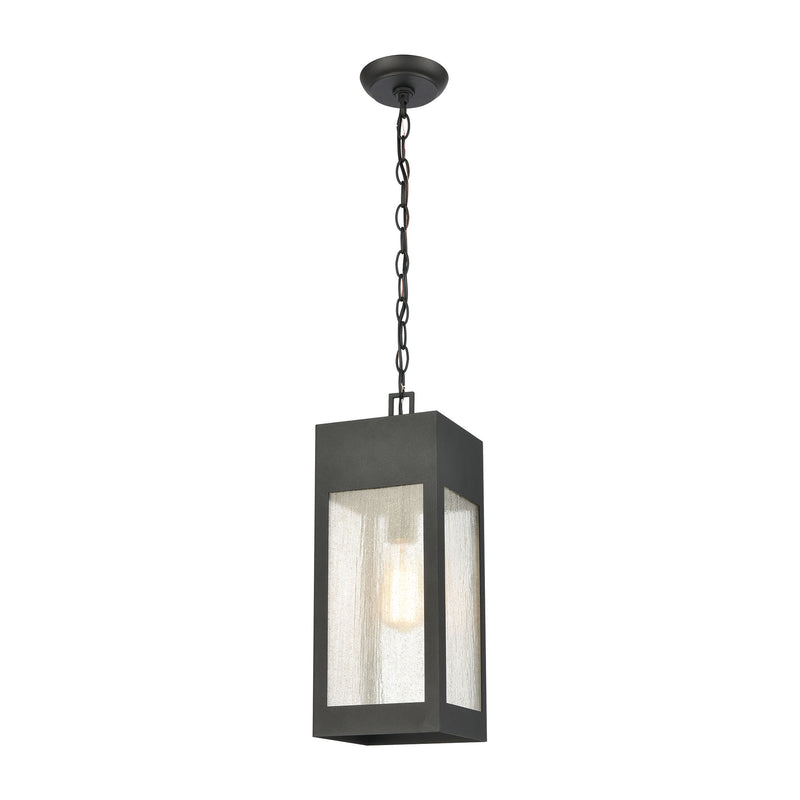 Angus 1-Light Outdoor Pendant in Charcoal with Seedy Glass Enclosure by ELK Lighting | Modishstore | Pendant Lamps