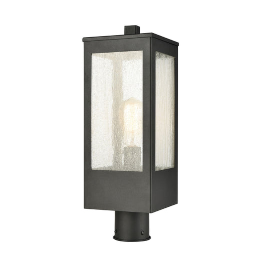 Angus 1-Light Outdoor Post Mount in Charcoal with Seedy Glass Enclosure by ELK Lighting | Modishstore | Outdoor Lights