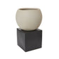 Hersch Tan Sculptural Ceramic Pot on a Cube Plant Stand By Accent Decor- 2 Sizes | Planters, Troughs & Cachepots | Modishstore - 5