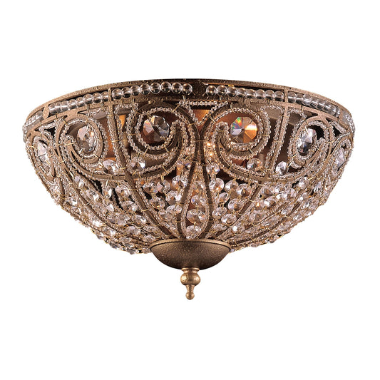 Elizabethan 3-Light Flush Mount in Dark Bronze with Crystal ELK Lighting | Ceiling Lamps | Modishstore