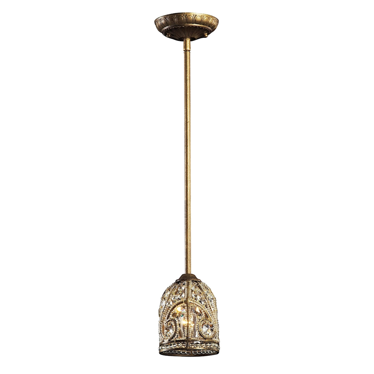 Elizabethan 1-Light Mini Pendant in Dark Bronze with Crystal ELK Lighting | Pendant Lamps | Modishstore