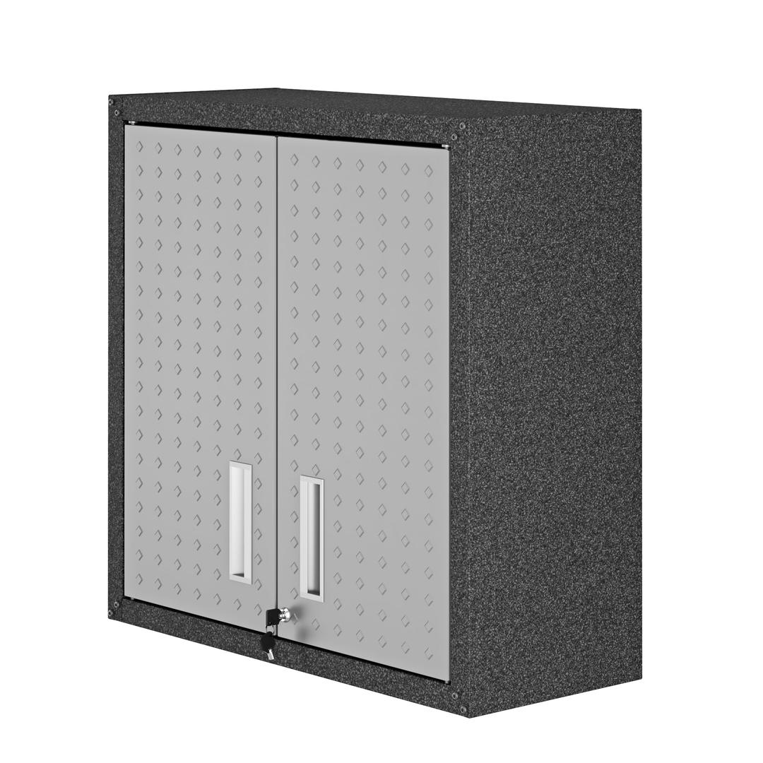 Manhattan Comfort Fortress 30" Floating Textured Metal Garage Cabinet with Adjustable Shelves in Grey | Cabinets | Modishstore-2
