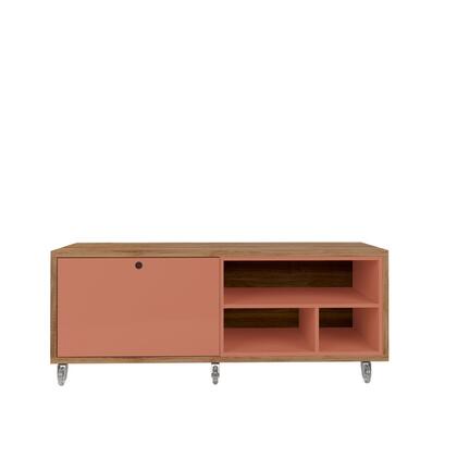 Manhattan Comfort Windsor 53.62 Modern Shoe Rack Bed Bench with Silicon Casters in Ceramic Pink and Nature | TV Stands | Modishstore - 9