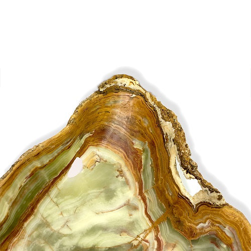 Raw Edge Banded Onyx Bowl - Large - Cream/Green/Brown-5