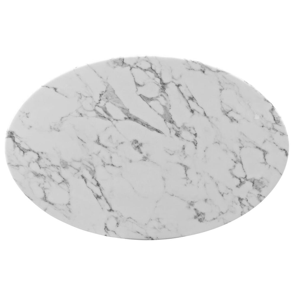 Modway Lippa 42" Oval-Shaped Artificial Marble Coffee Table in White - EEI-1140 | Coffee Tables | Modishstore - 3