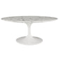 Modway Lippa 42" Oval-Shaped Artificial Marble Coffee Table in White | Coffee Tables | Modishstore-4