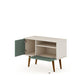 Manhattan Comfort Tribeca 35.43 Mid-Century Modern TV Stand with Solid Wood Legs in Off White and Green Mint | TV Stands | Modishstore - 4