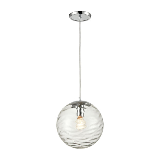 Water's Edge 1-Light Mini Pendant in Polished Chrome with Water Glass by ELK Lighting | Modishstore | Pendant Lamps