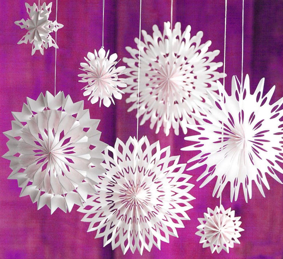 Roost Pleated Paper Snowflakes - Set Of 8-5