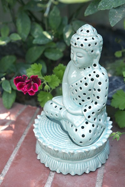 Garden Age Supply Ceramic Sitting Buddha Candle Lantern - Mint Set of 2 | Lanterns | Modishstore-2