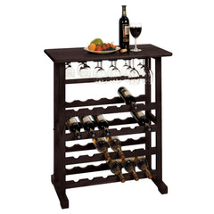 Silvano Wine Rack 5x5 with Removable Tray, Dark Bronze By Winsome