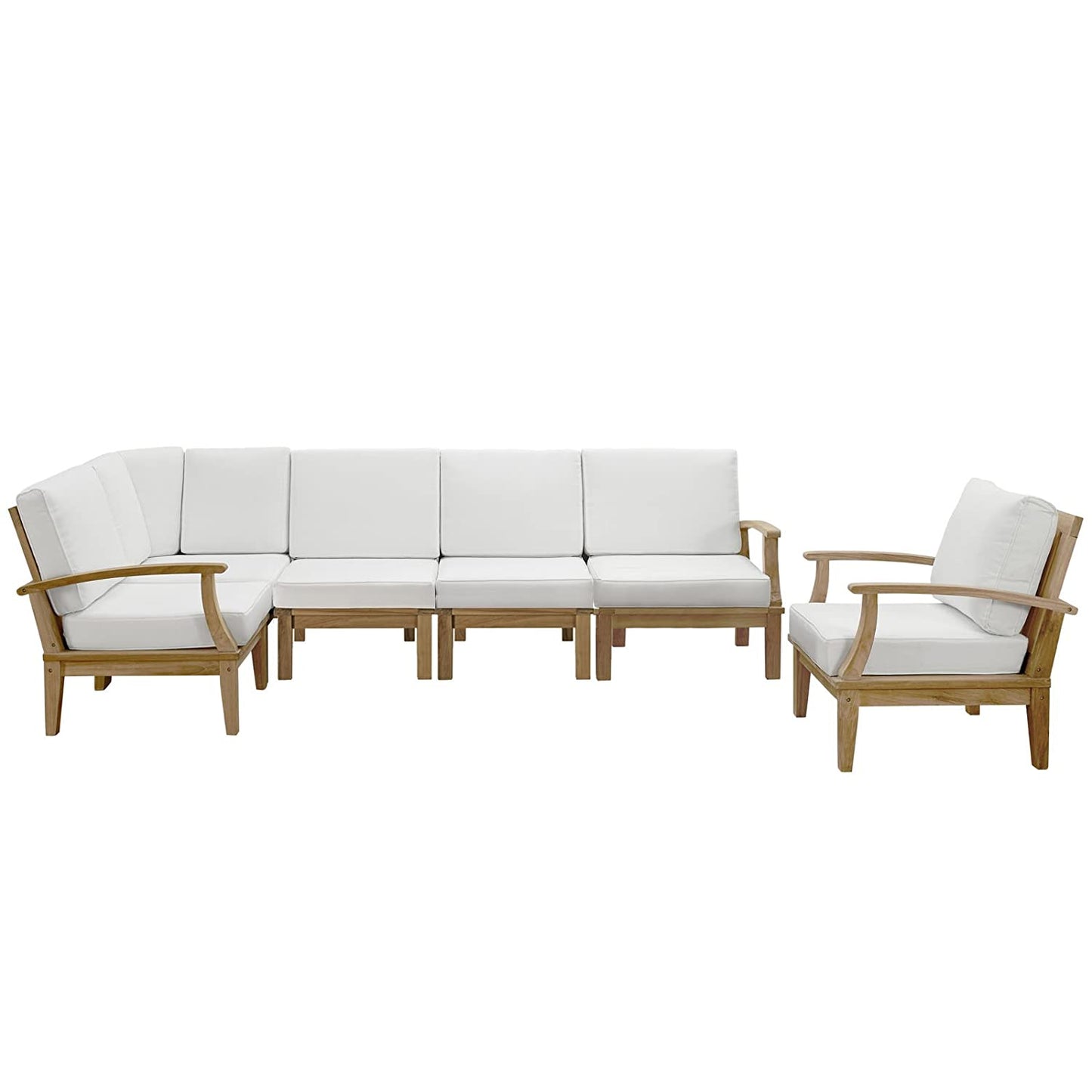 Modway Marina 6 Piece Outdoor Patio Teak Sofa Set - EEI-1816 | Outdoor Sofas, Loveseats & Sectionals | Modishstore - 2