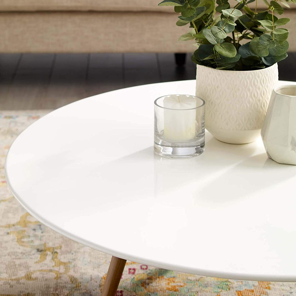 Modway Lippa 40" Round Wood Top Coffee Table with Tripod Base in Walnut White - EEI-3666 | Coffee Tables | Modishstore - 2