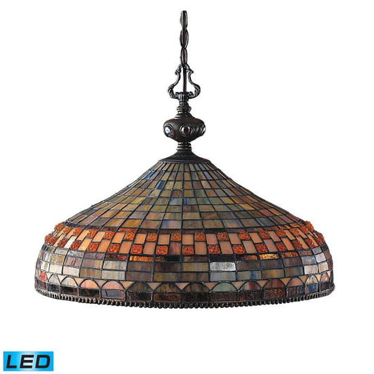Jewelstone 3-Light Chandelier in Classic Bronze with Tiffany Style Glass - Includes LED Bulbs | Chandeliers | Modishstore