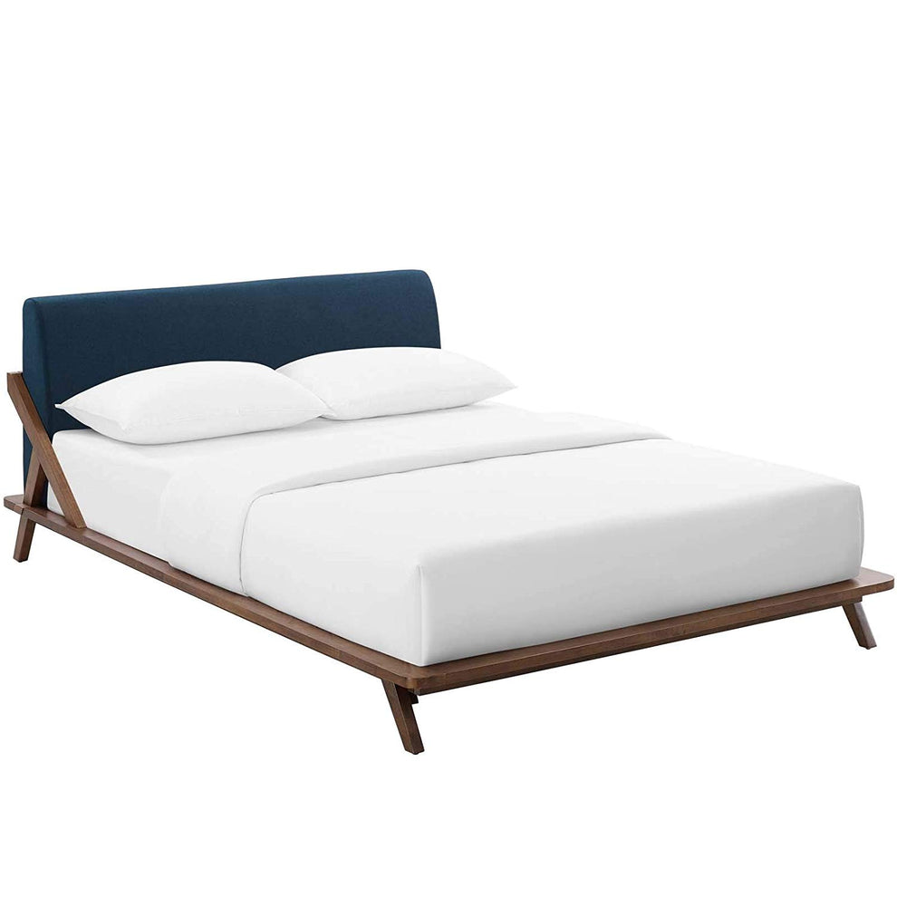 Modway Luella Queen Upholstered Fabric Headboard Platform Walnut Bed Frame - MOD-6047 | Beds | Modishstore - 2
