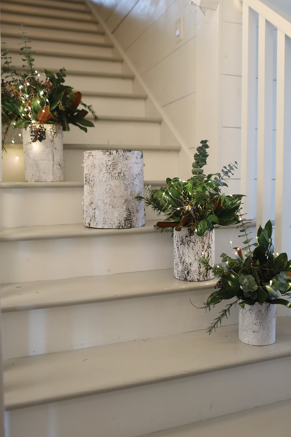 White Birch Cylinder and Bowl Set Of 4 By Accent Decor | Planters, Troughs & Cachepots | Modishstore - 4