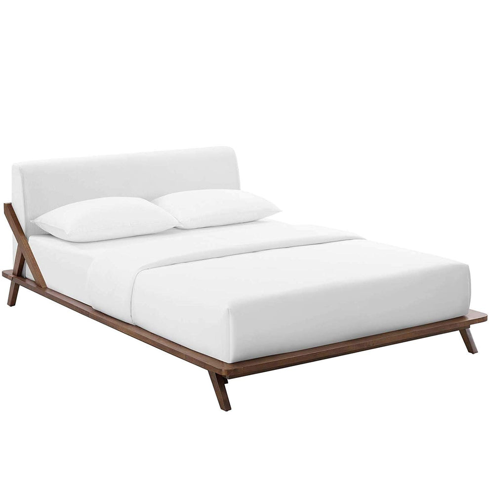 Modway Luella Queen Upholstered Fabric Headboard Platform Walnut Bed Frame - MOD-6047 | Beds | Modishstore - 7