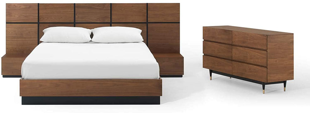 Modway Caima 4-Piece Bedroom Set in Walnut - MOD-6296 | Bedroom Sets | Modishstore - 2