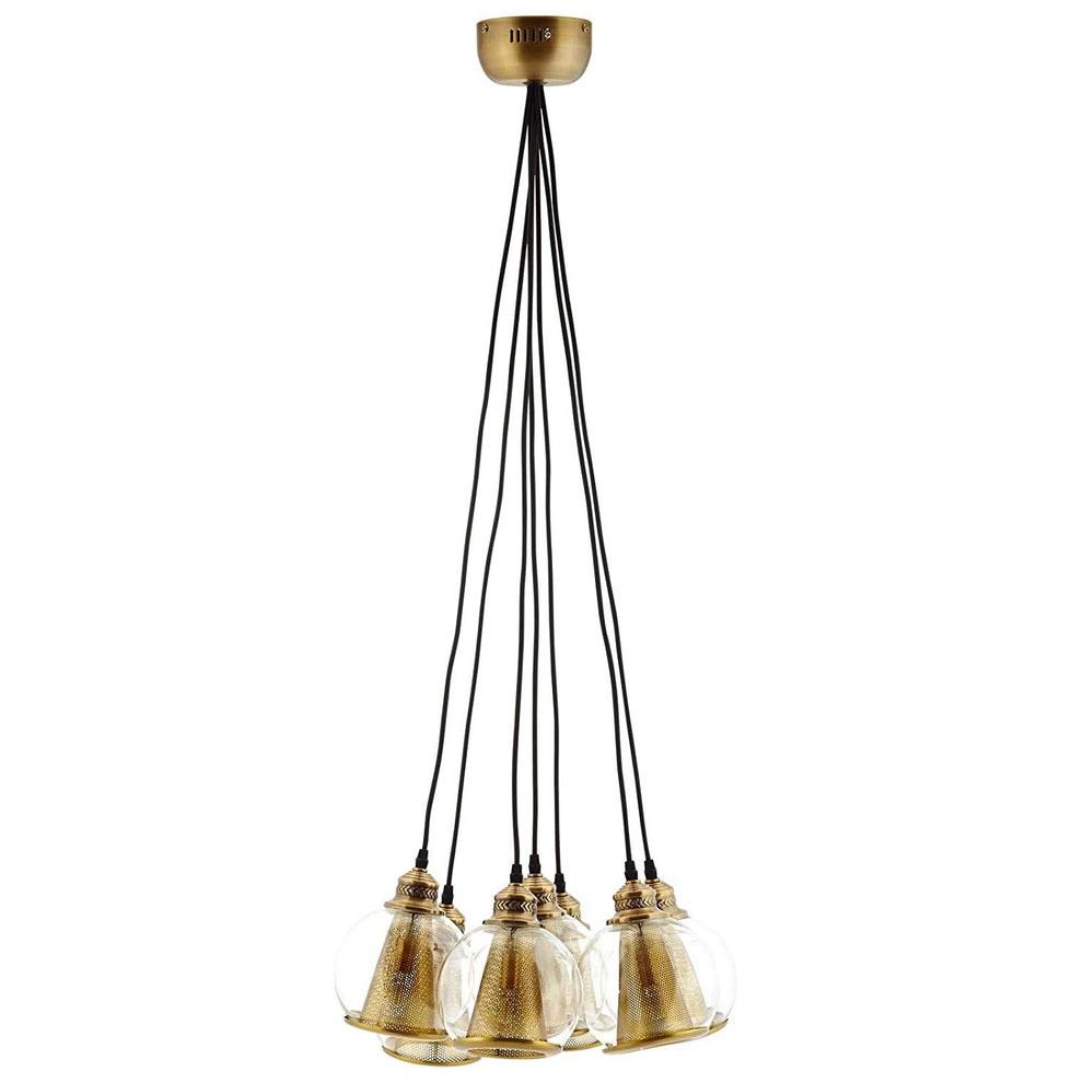 Peak Brass Cone and Glass Globe Cluster Pendant Chandelier By Modway - EEI-3083 | Chandeliers | Modishstore - 3