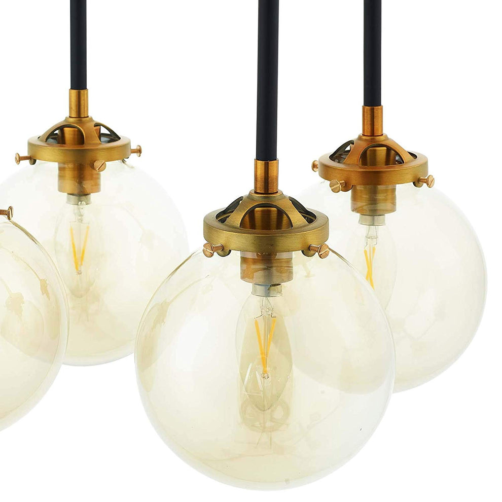 Ambition Amber Glass And Antique Brass 8 Light Pendant Chandelier By Modway - EEI-2883 | Chandeliers | Modishstore - 4