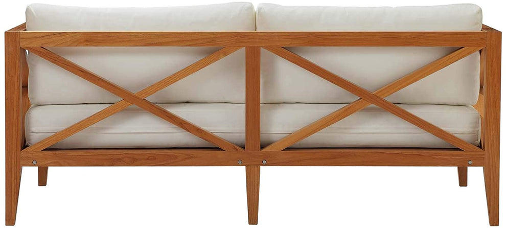 Modway Northlake Outdoor Patio Teak Wood Sofa in Natural White - EEI-3427 | Outdoor Sofas, Loveseats & Sectionals | Modishstore - 5