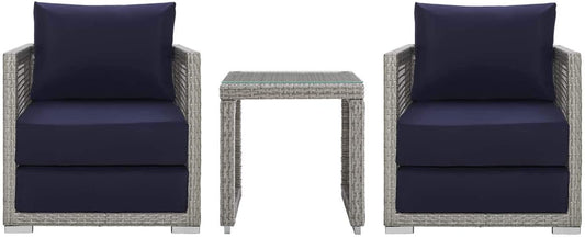 Aura 3 Piece Modern Outdoor Patio Wicker Rattan Set by Modway | Outdoor Chairs | Modishstore