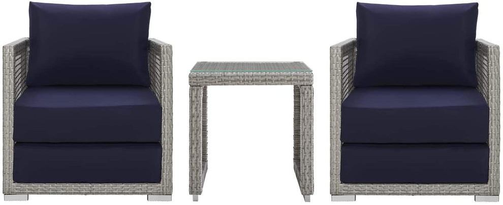 Aura 3 Piece Modern Outdoor Patio Wicker Rattan Set by Modway - EEI-3595 | Outdoor Chairs | Modishstore - 1