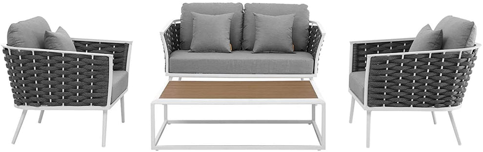 Modway Stance 4 Piece Outdoor Patio Aluminum Sectional Sofa Set-EEI-3172 - EEI-3172 | Outdoor Sofas, Loveseats & Sectionals | Modishstore - 4