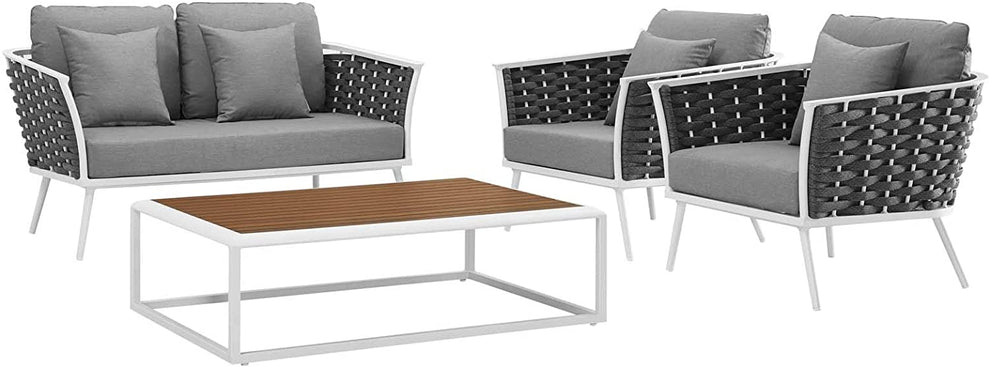 Modway Stance 4 Piece Outdoor Patio Aluminum Sectional Sofa Set-EEI-3172 - EEI-3172 | Outdoor Sofas, Loveseats & Sectionals | Modishstore - 3