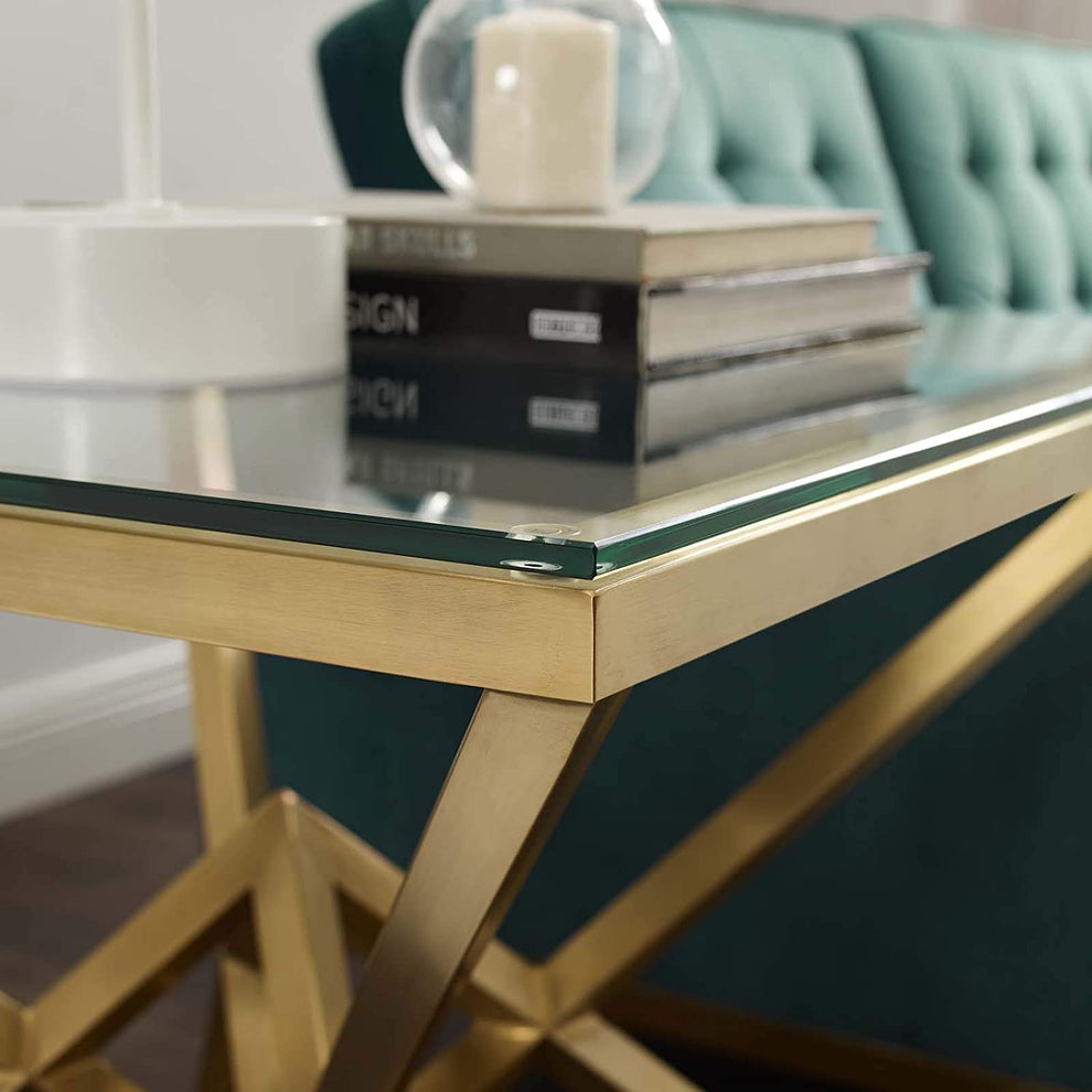 Modway Point 25.5" Brushed Gold Metal Stainless Steel Side Table in Gold - EEI-3611 | Side Tables | Modishstore - 3