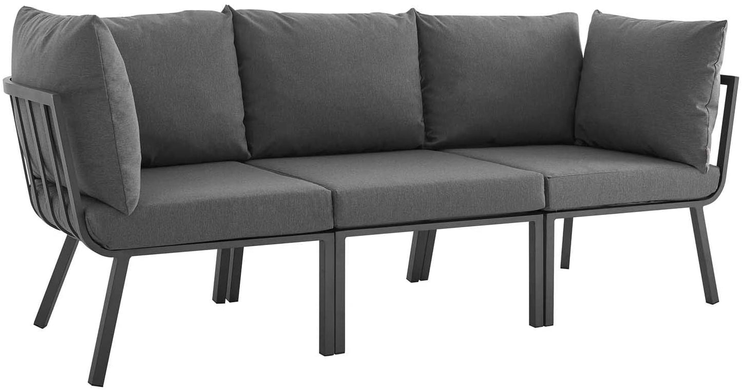 Modway Riverside 3 Piece Outdoor Patio Aluminum Sectional Sofa Set | Outdoor Sofas, Loveseats & Sectionals | Modishstore-13