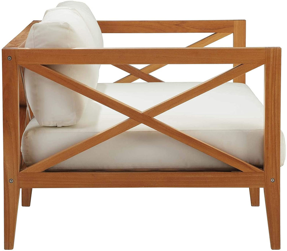 Modway Northlake Outdoor Patio Teak Wood Sofa in Natural White - EEI-3427 | Outdoor Sofas, Loveseats & Sectionals | Modishstore - 6