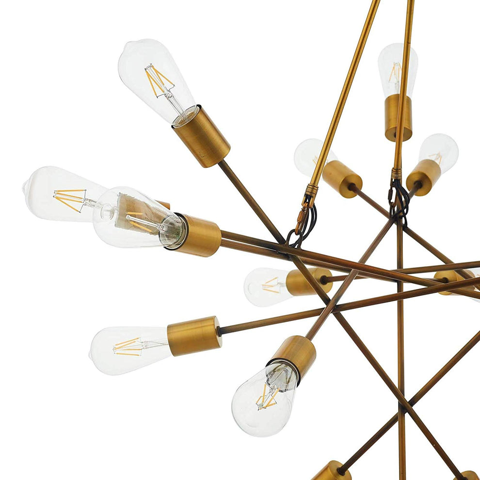 Request Antique Brass 18 Light Mid-Century Pendant Chandelier By Modway - EEI-2892 | Chandeliers | Modishstore - 3