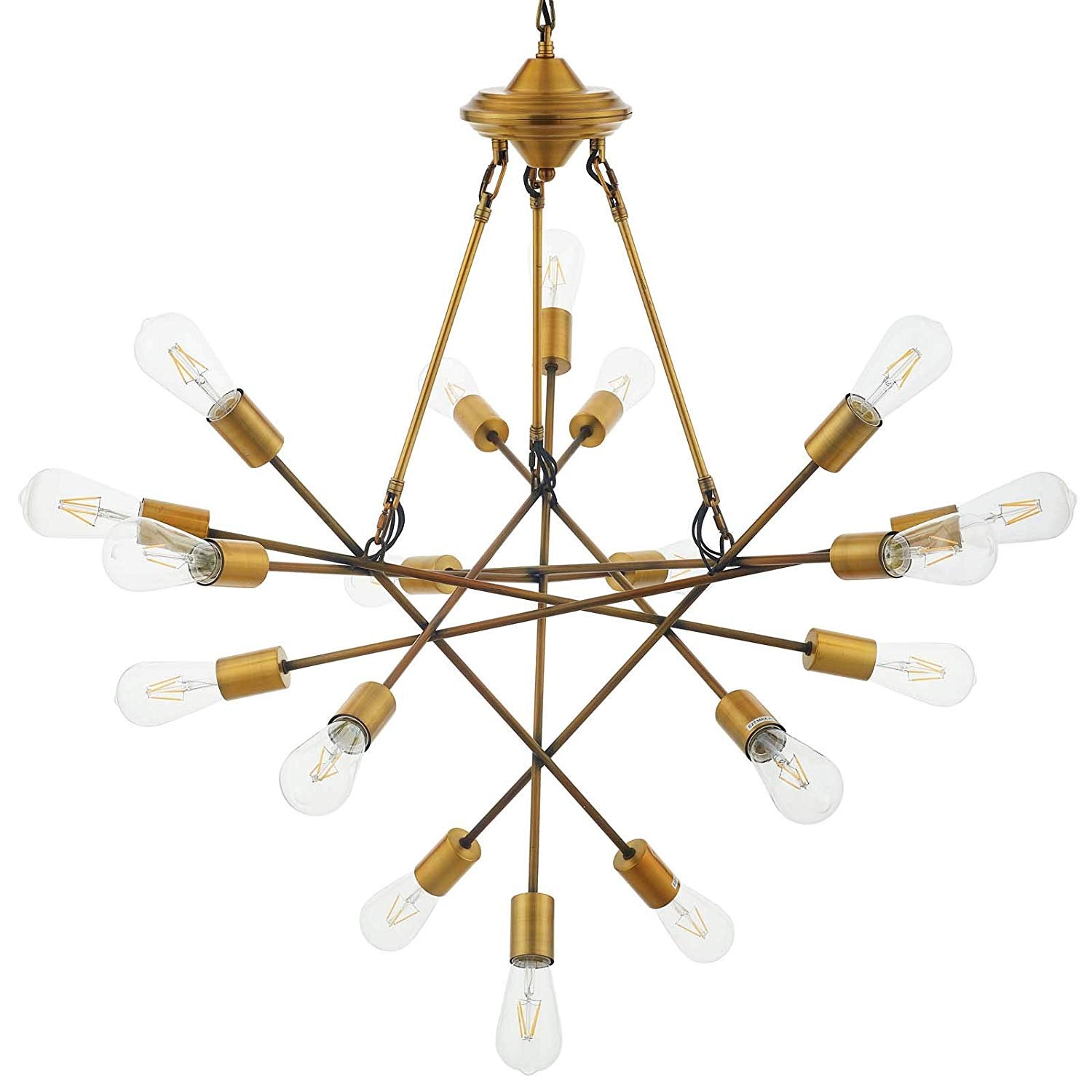 Modway Request Antique Brass 18 Lights Mid-Century Pendant Chandelier | Chandeliers | Modishstore-4