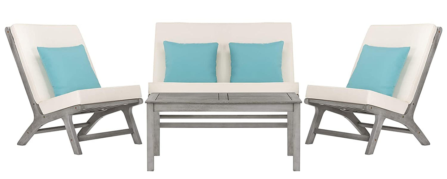 Safavieh Chaston 4 Pc Outdoor Living Set With Accent Pillows | Outdoor Sofas, Loveseats & Sectionals |  Modishstore  - 5