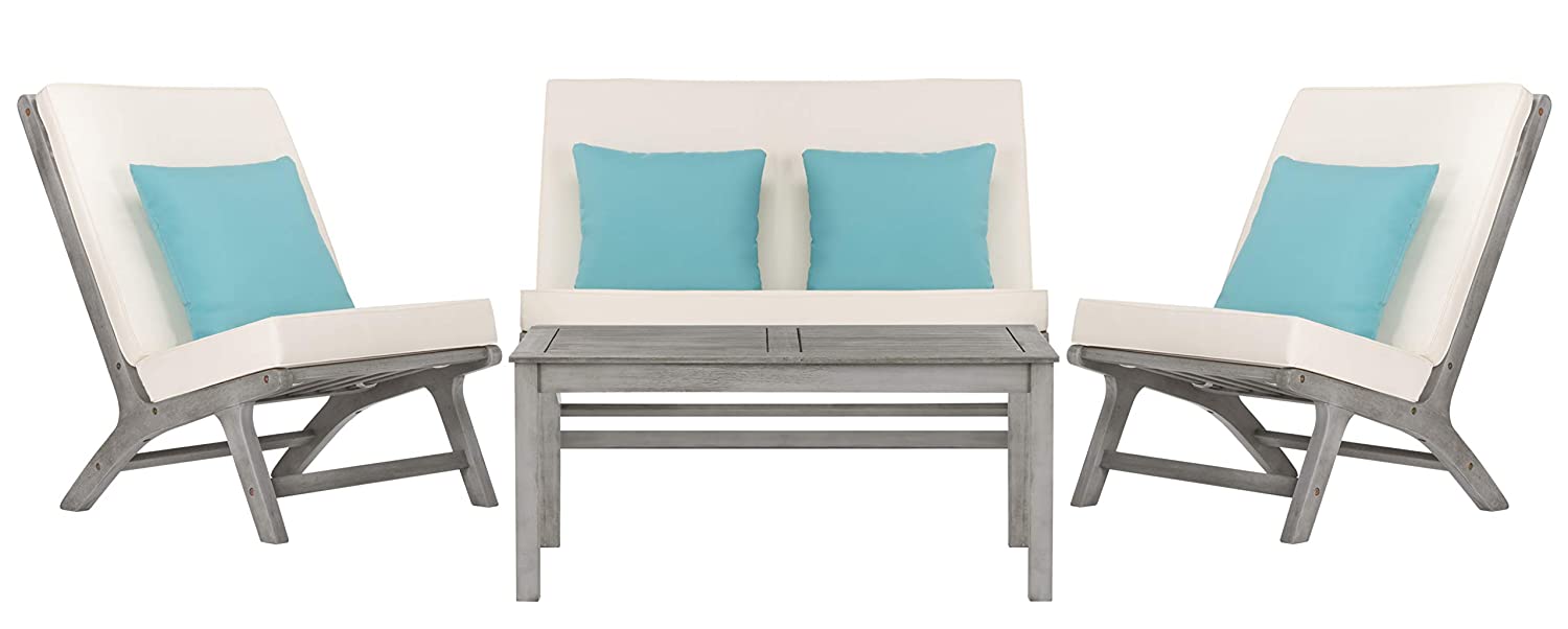 Safavieh Chaston 4 Pc Outdoor Living Set With Accent Pillows | Outdoor Sofas, Loveseats & Sectionals |  Modishstore  - 5