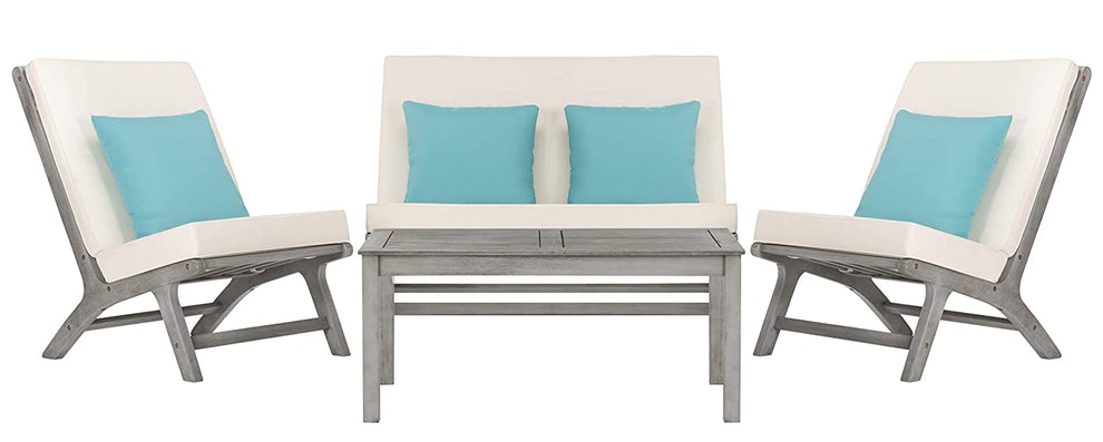 Safavieh Chaston 4 Pc Outdoor Living Set With Accent Pillows | Outdoor Sofas, Loveseats & Sectionals |  Modishstore  - 5
