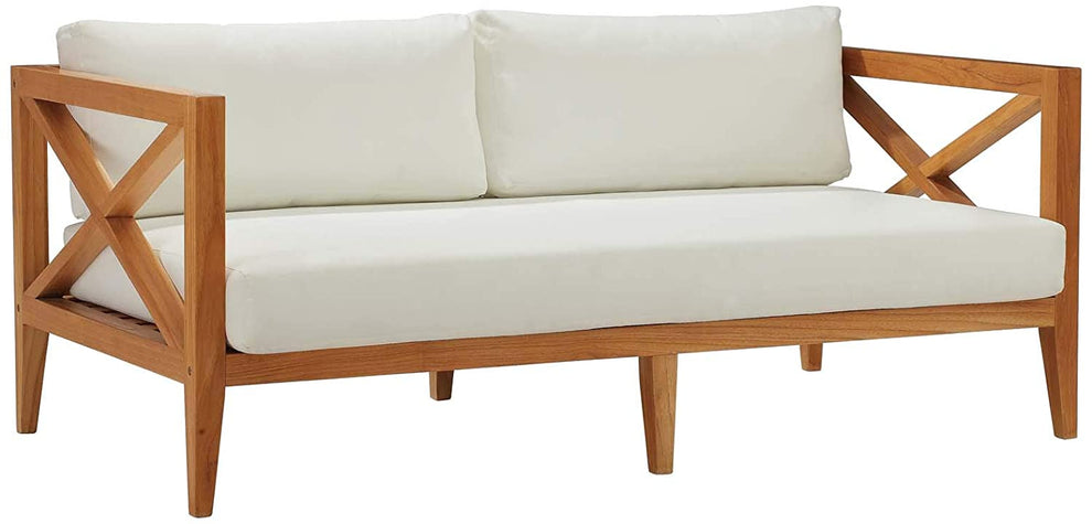 Modway Northlake Outdoor Patio Teak Wood Sofa in Natural White - EEI-3427 | Outdoor Sofas, Loveseats & Sectionals | Modishstore - 4