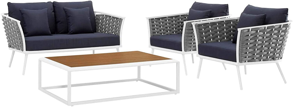 Modway Stance 4 Piece Outdoor Patio Aluminum Sectional Sofa Set-EEI-3172 - EEI-3172 | Outdoor Sofas, Loveseats & Sectionals | Modishstore - 6