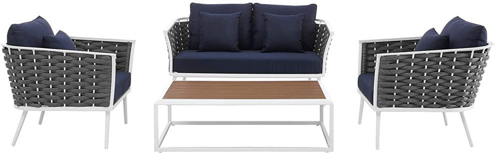 Modway Stance 4 Piece Outdoor Patio Aluminum Sectional Sofa Set-EEI-3172 - EEI-3172 | Outdoor Sofas, Loveseats & Sectionals | Modishstore - 7